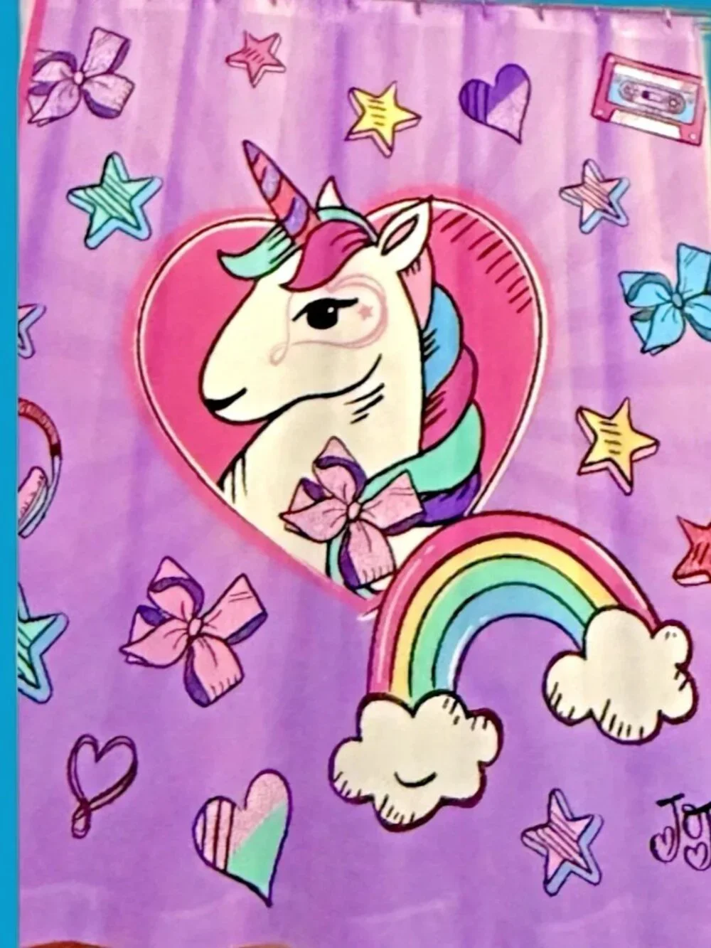 NWT Nickelodeon JoJo Siwa Unicorn Rainbow Fabric Shower Curtain Set 13 Pc